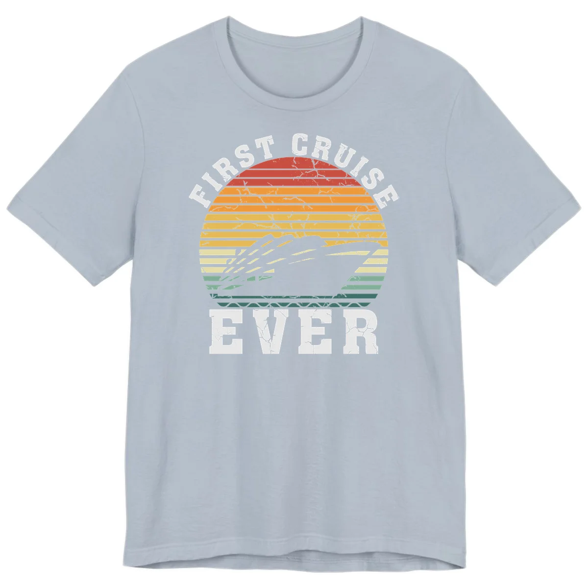 First Cruise Ever Retro Sunset Premium T-Shirt in Light Blue