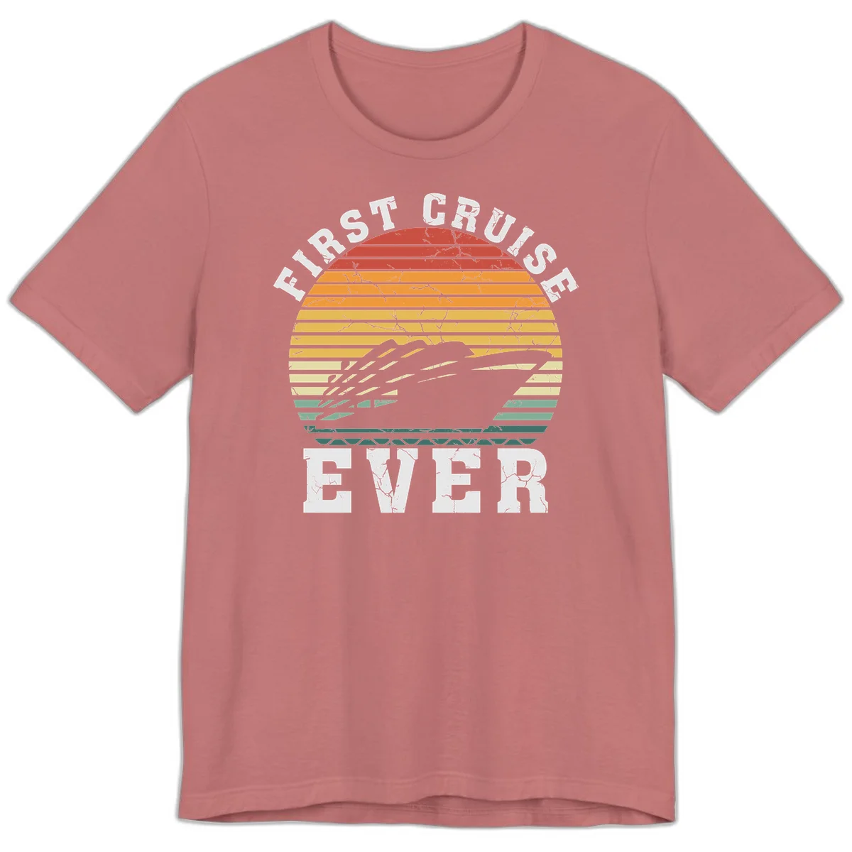 First Cruise Ever Retro Sunset Premium T-Shirt in Mauve