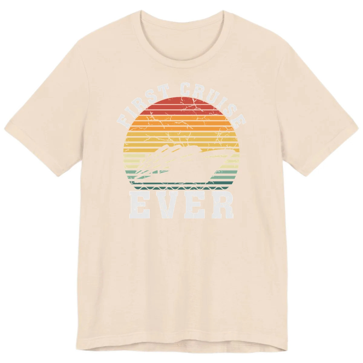 First Cruise Ever Retro Sunset Premium T-Shirt in Soft Cream