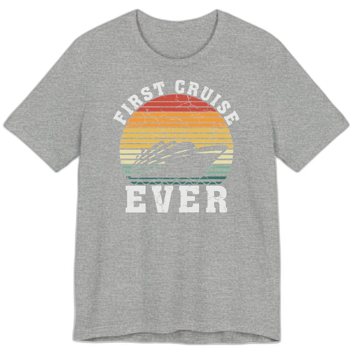 First Cruise Ever Retro Sunset Premium T-Shirt in Athletic Heather