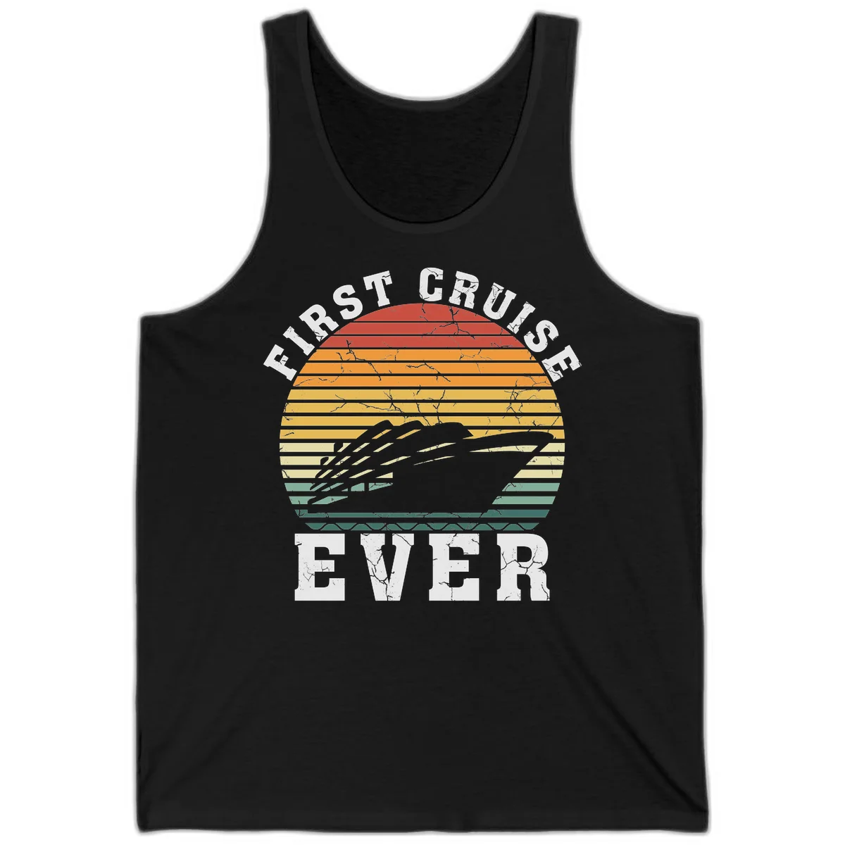 First Cruise Ever Retro Sunset Tank Top in Black