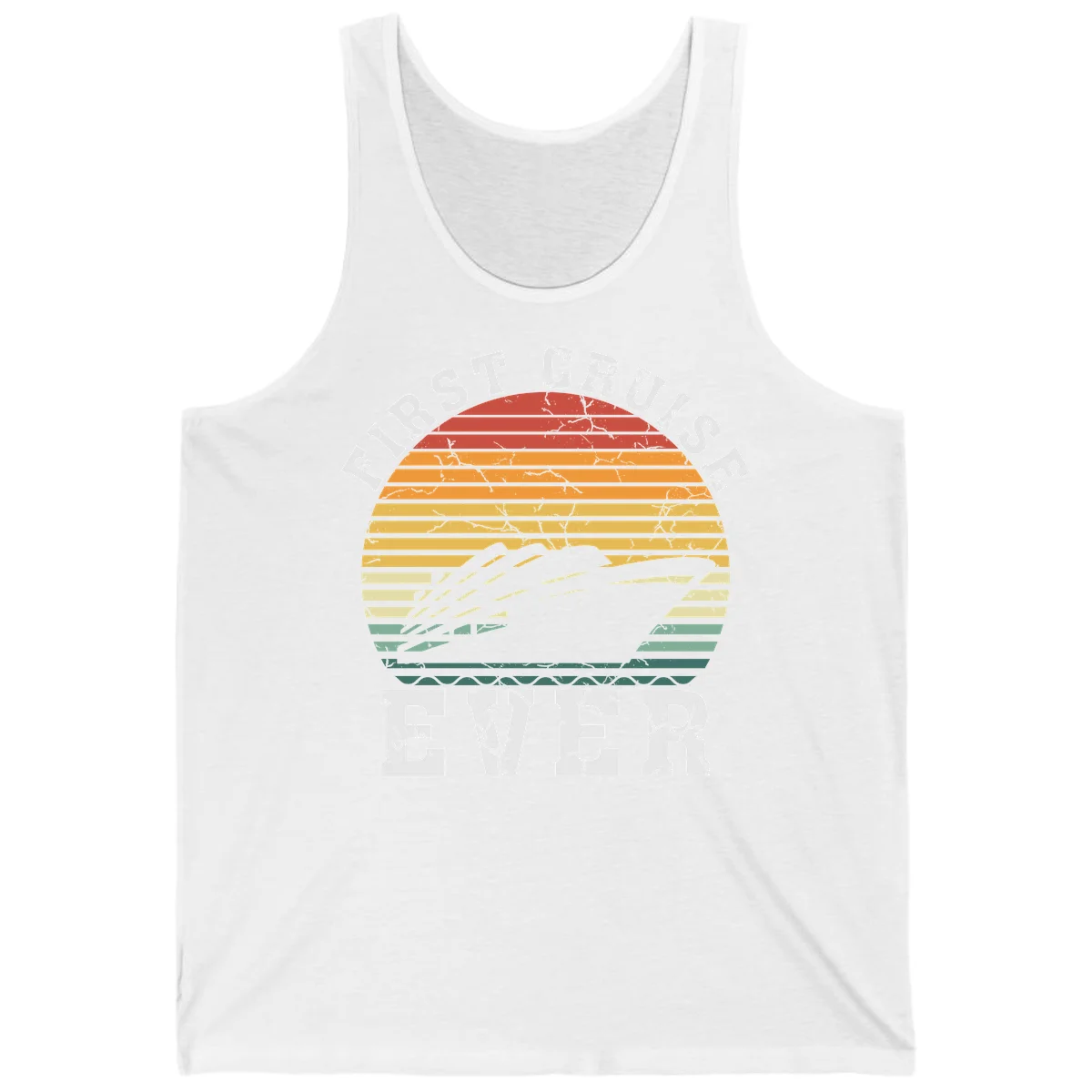 First Cruise Ever Retro Sunset Tank Top in White