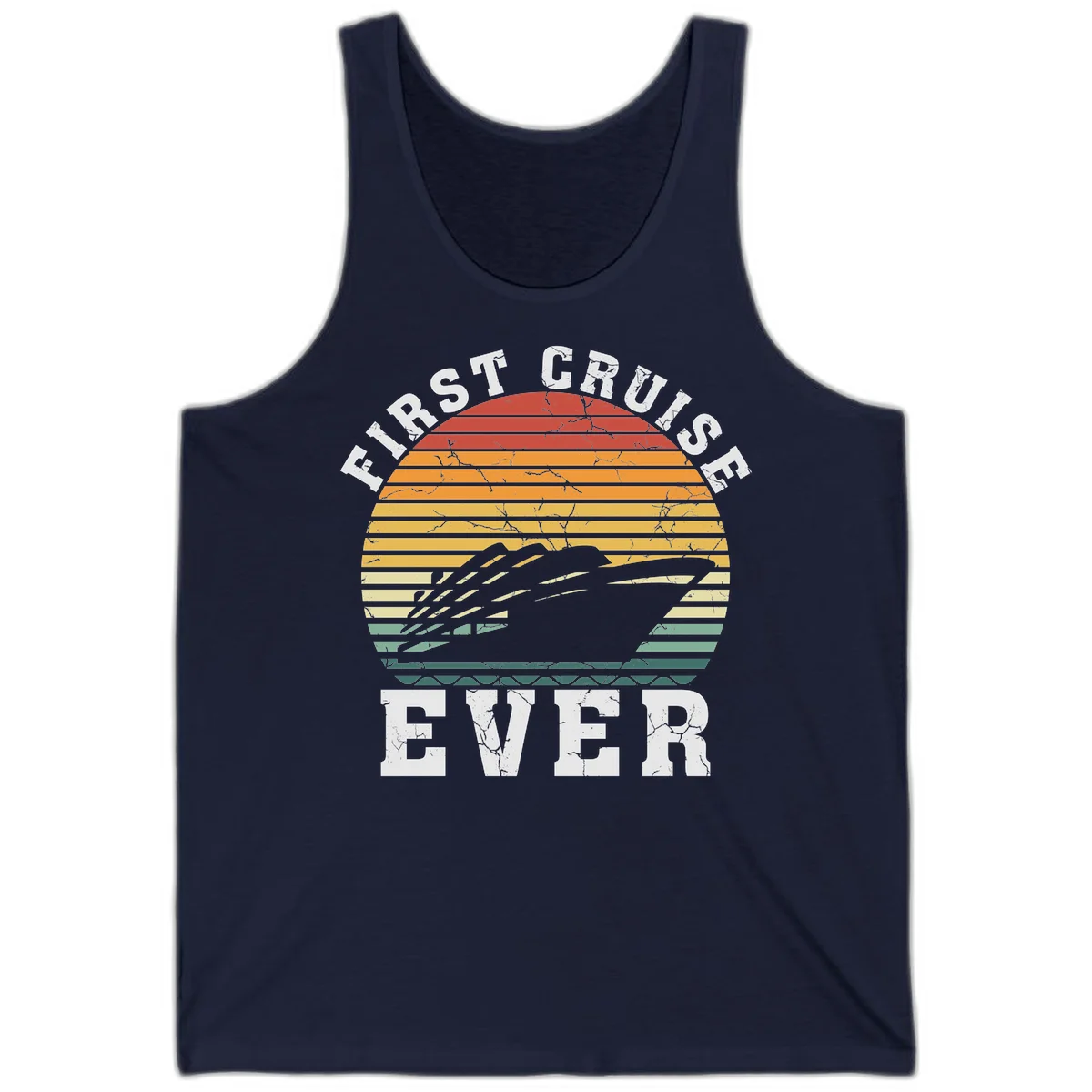 First Cruise Ever Retro Sunset Tank Top in Navy