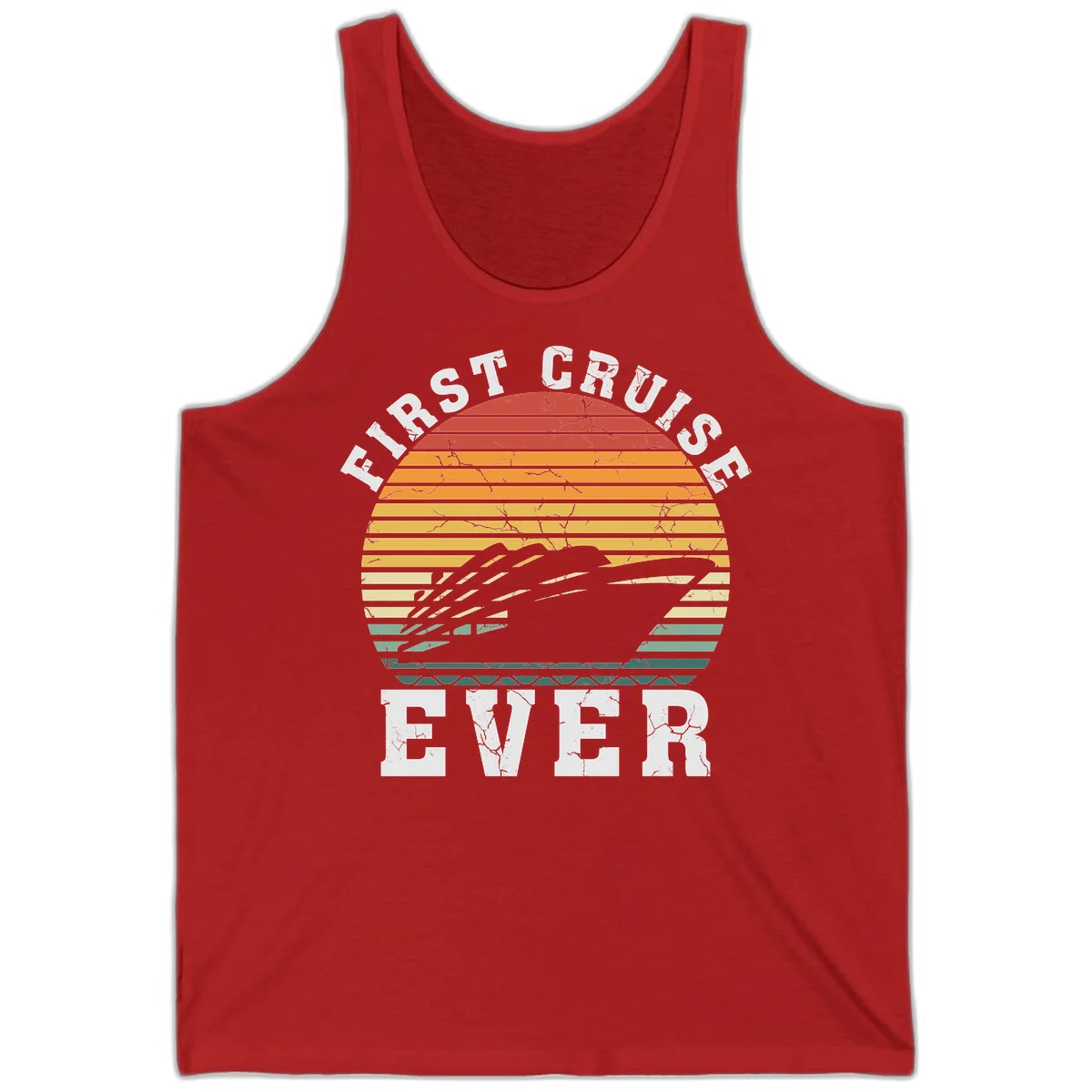 First Cruise Ever Retro Sunset Tank Top in Red