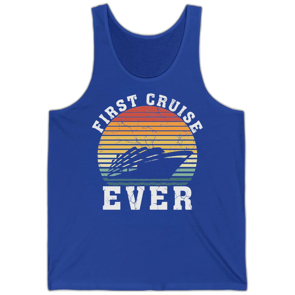 First Cruise Ever Retro Sunset Tank Top in True Royal