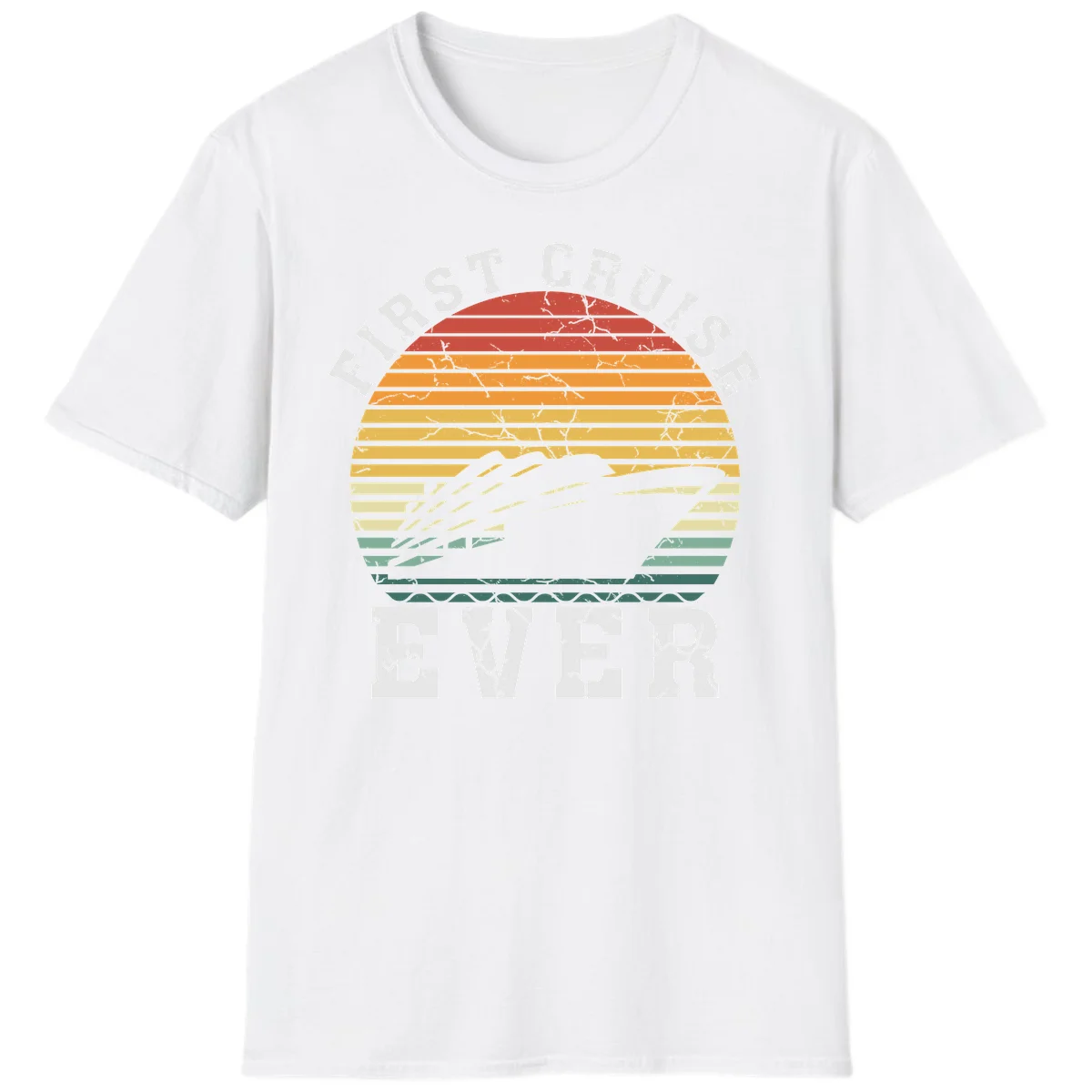 First Cruise Ever Retro Sunset T-Shirt in White