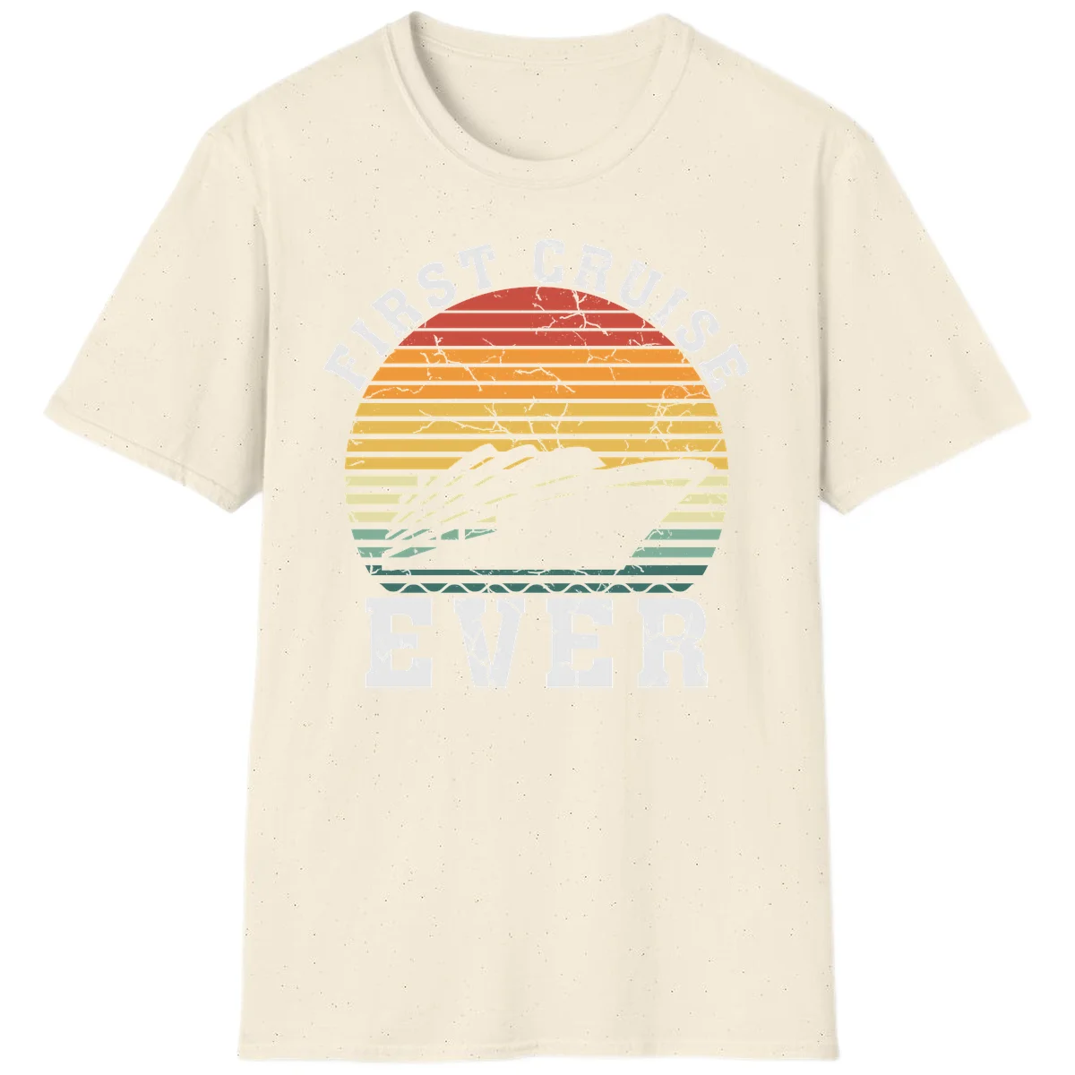 First Cruise Ever Retro Sunset T-Shirt in Natural