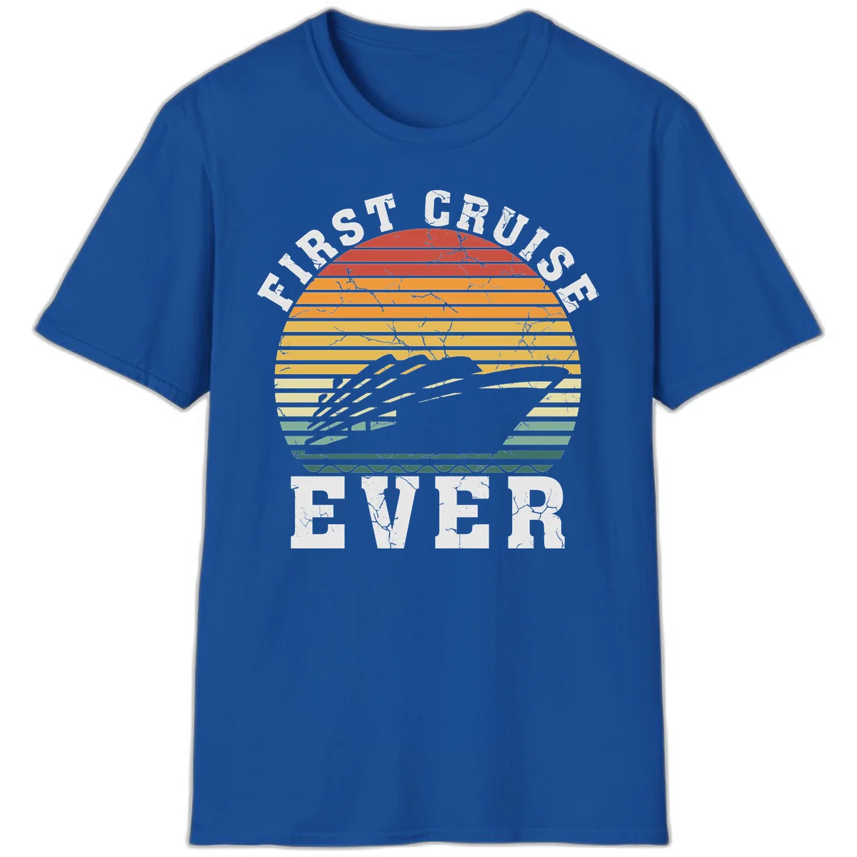 First Cruise Ever Retro Sunset T-Shirt in Royal