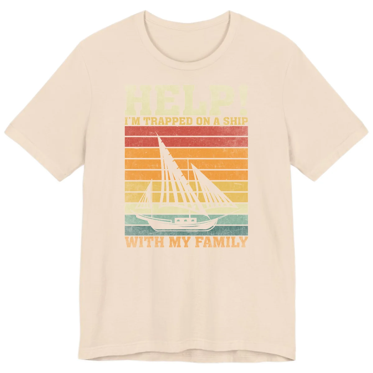 Help! I'm Trapped On A Ship With My Family Premium T-Shirt in Soft Cream