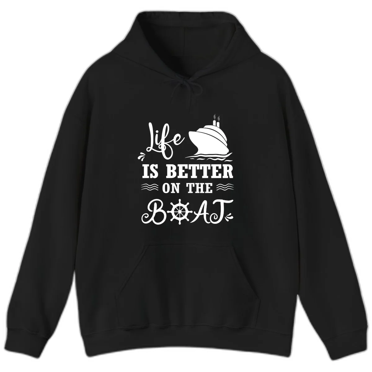 Life Is Better On The Boat Hoodie in Black
