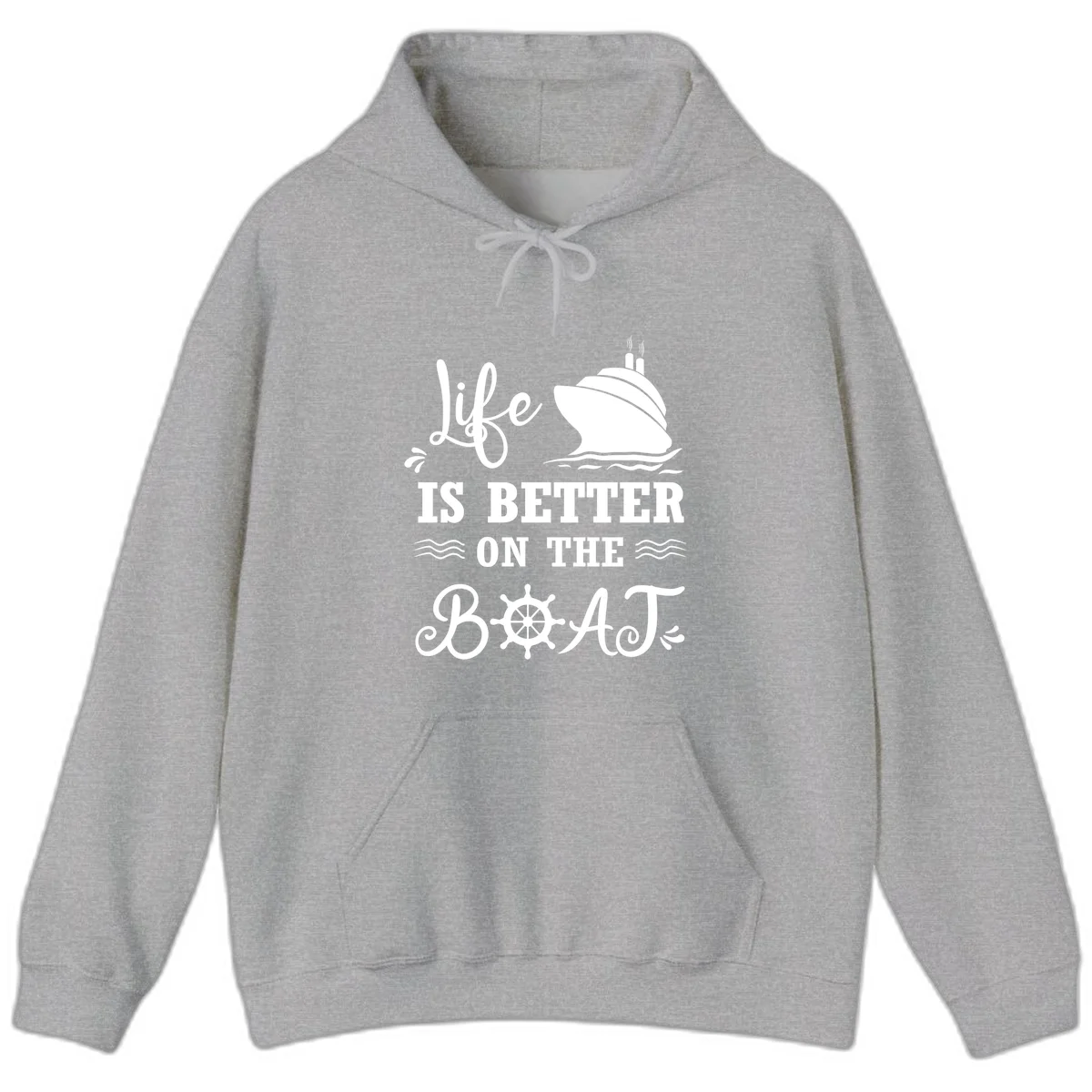Life Is Better On The Boat Hoodie in Sport Grey