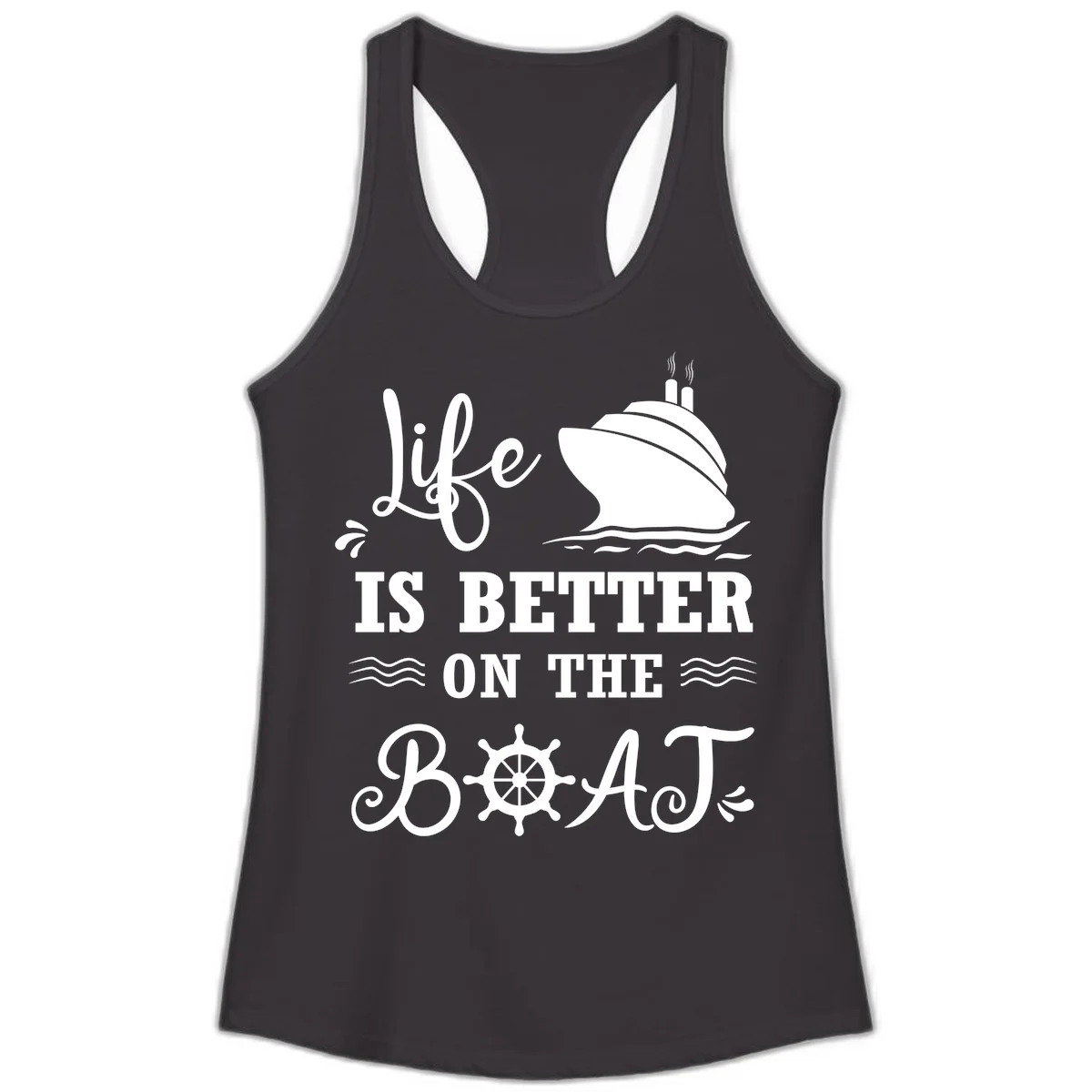 Life Is Better On The Boat Ladies Tank in Black