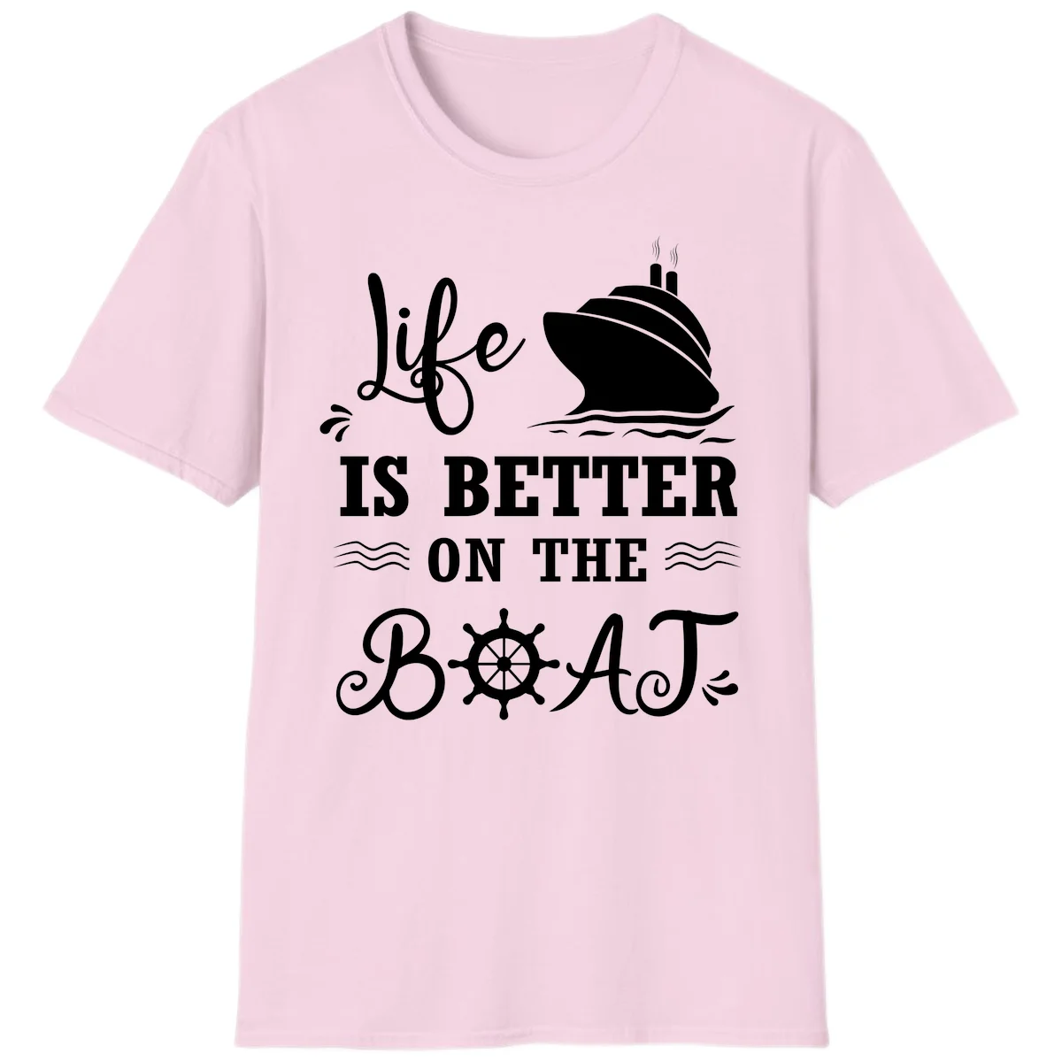 Life Is Better On The Boat T-Shirt in Light Pink