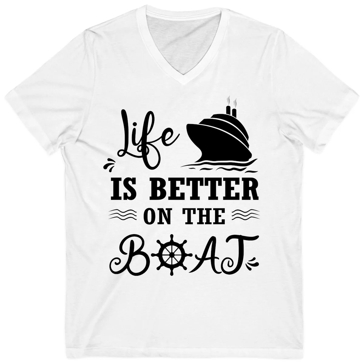 Life Is Better On The Boat V-Neck in White