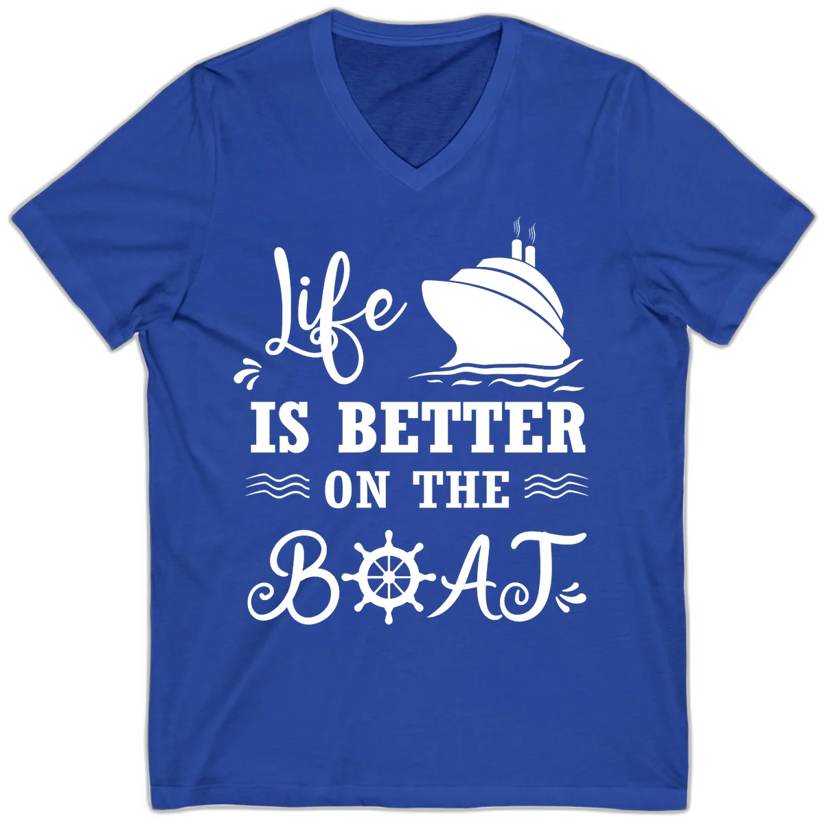 Life Is Better On The Boat V-Neck in True Royal