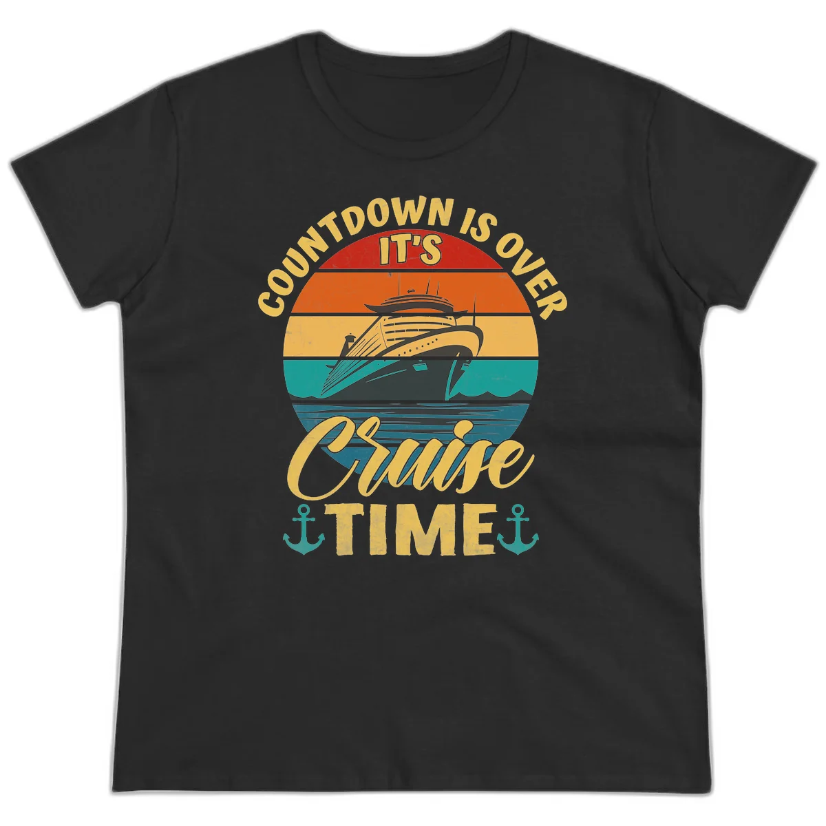 Countdown Is Over It's Cruise Time Ladies Tee in Black