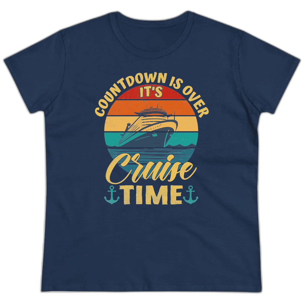 Countdown Is Over It's Cruise Time Ladies Tee in Navy