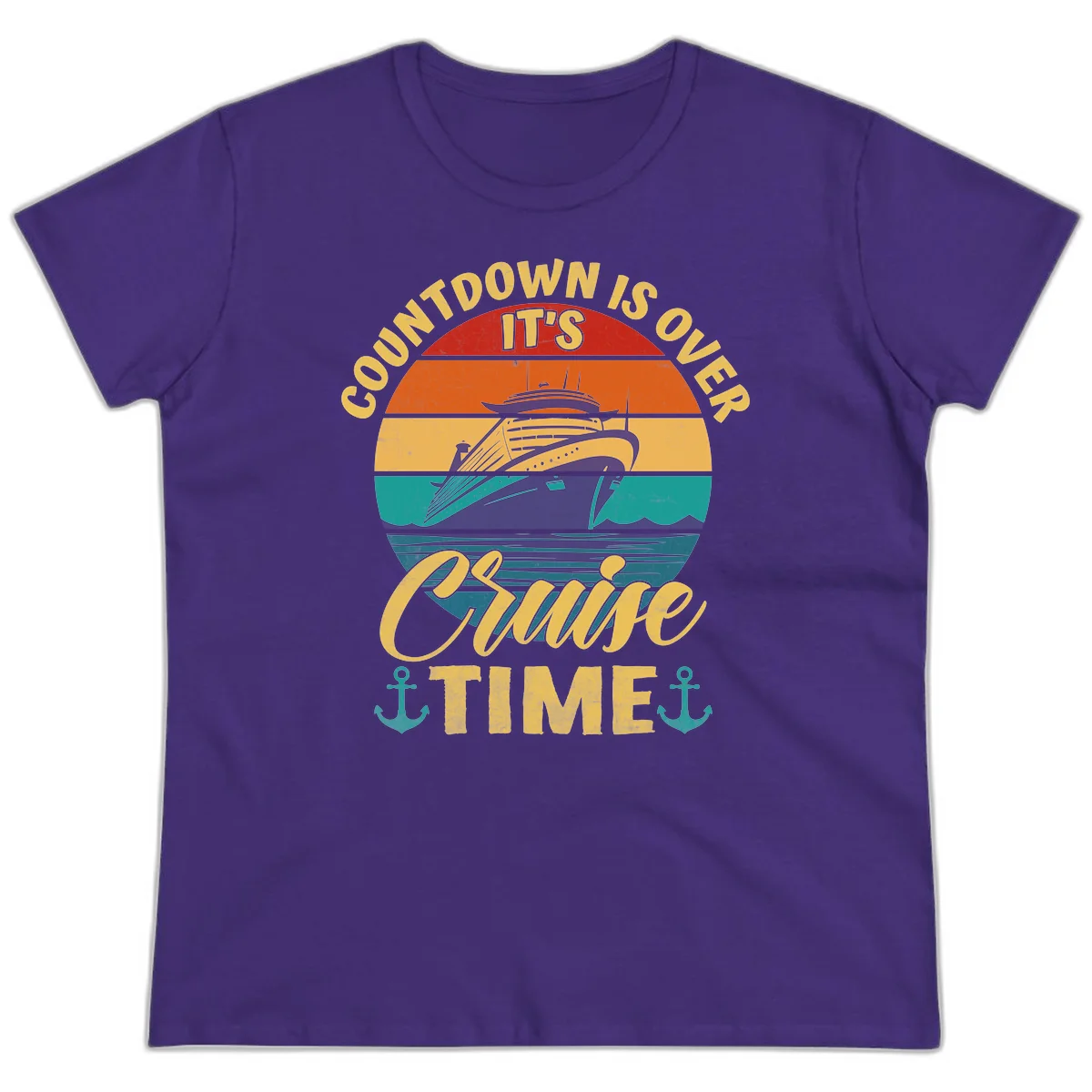 Countdown Is Over It's Cruise Time Ladies Tee in Purple