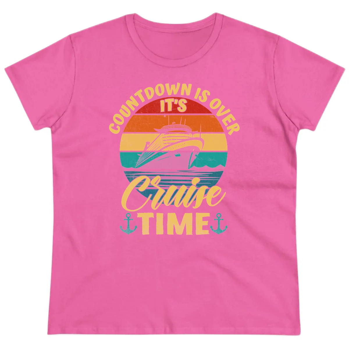 Countdown Is Over It's Cruise Time Ladies Tee in Azalea