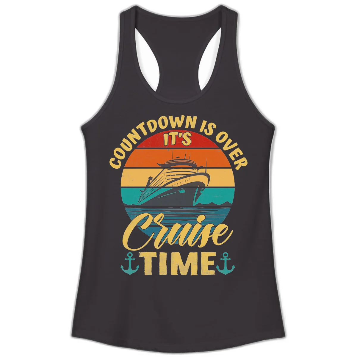 Countdown Is Over It's Cruise Time Ladies Tank in Black
