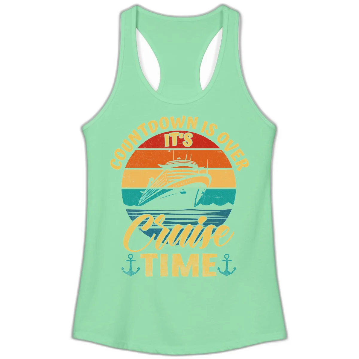 Countdown Is Over It's Cruise Time Ladies Tank in Solid Mint