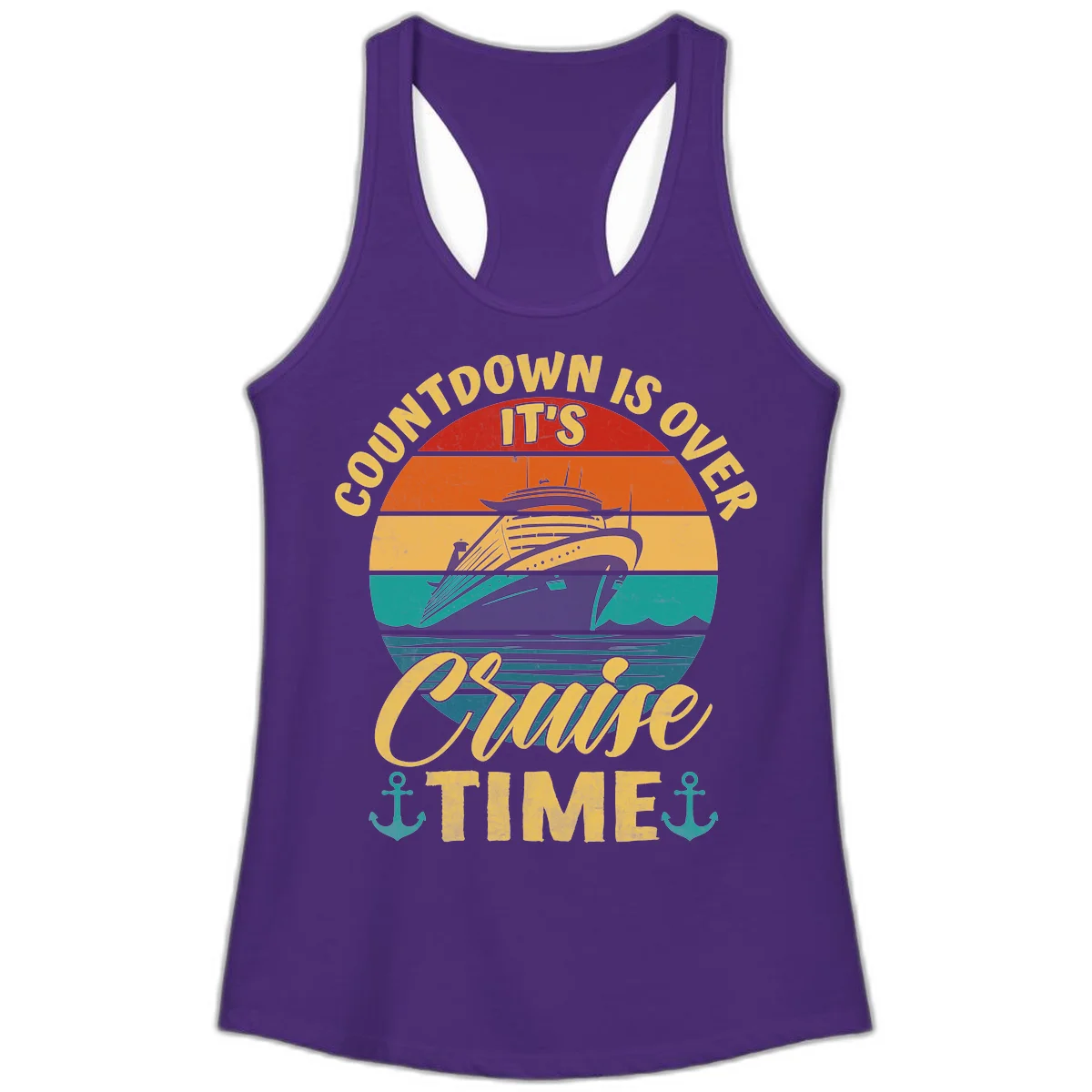 Countdown Is Over It's Cruise Time Ladies Tank in Solid Purple Rush