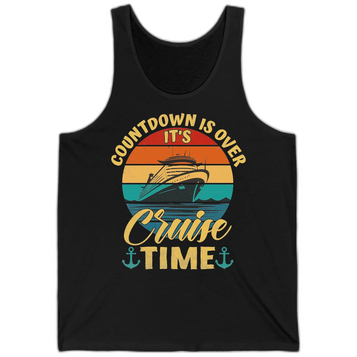 Countdown Is Over It's Cruise Time Tank in Black