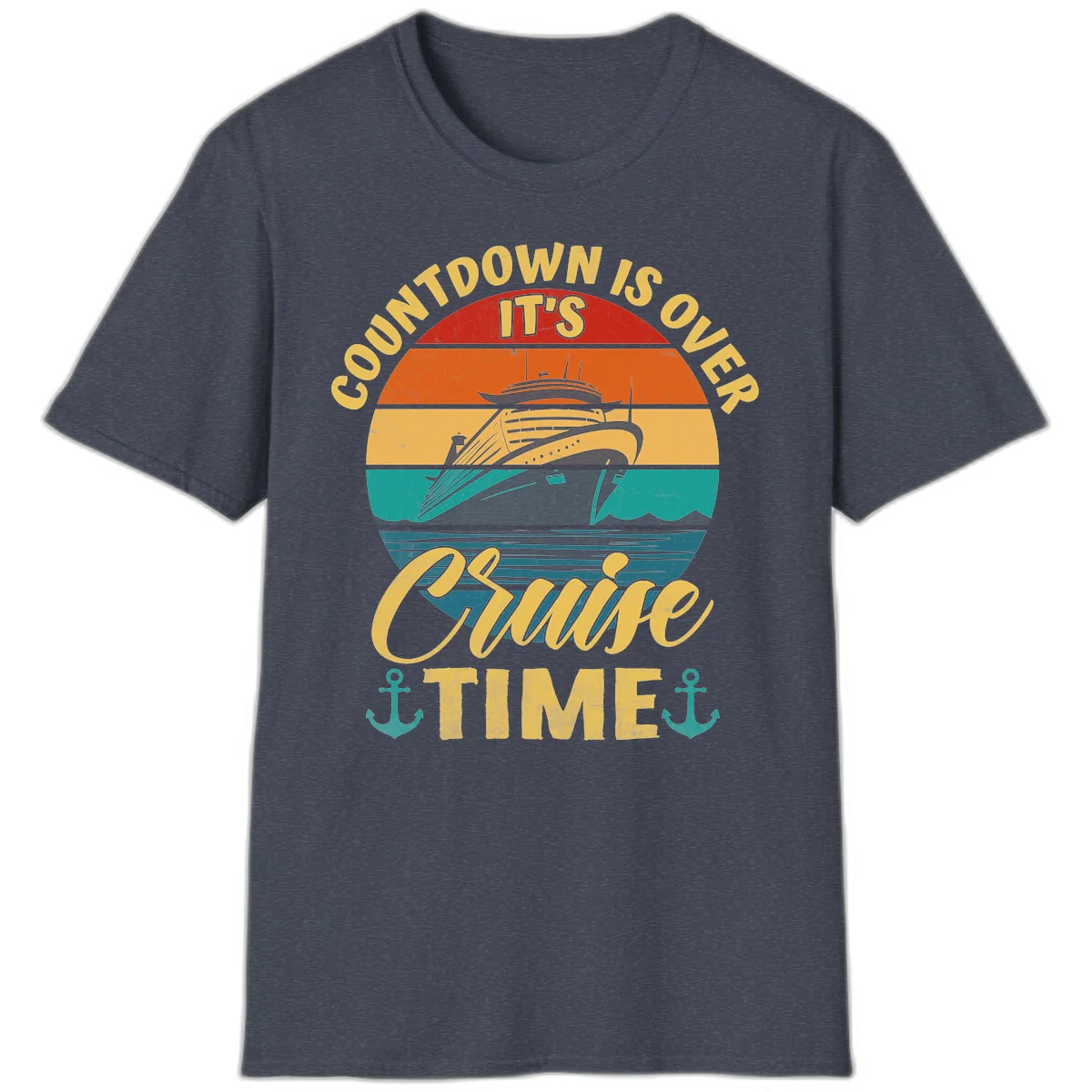 Countdown Is Over It's Cruise Time T-Shirt in Heather Navy