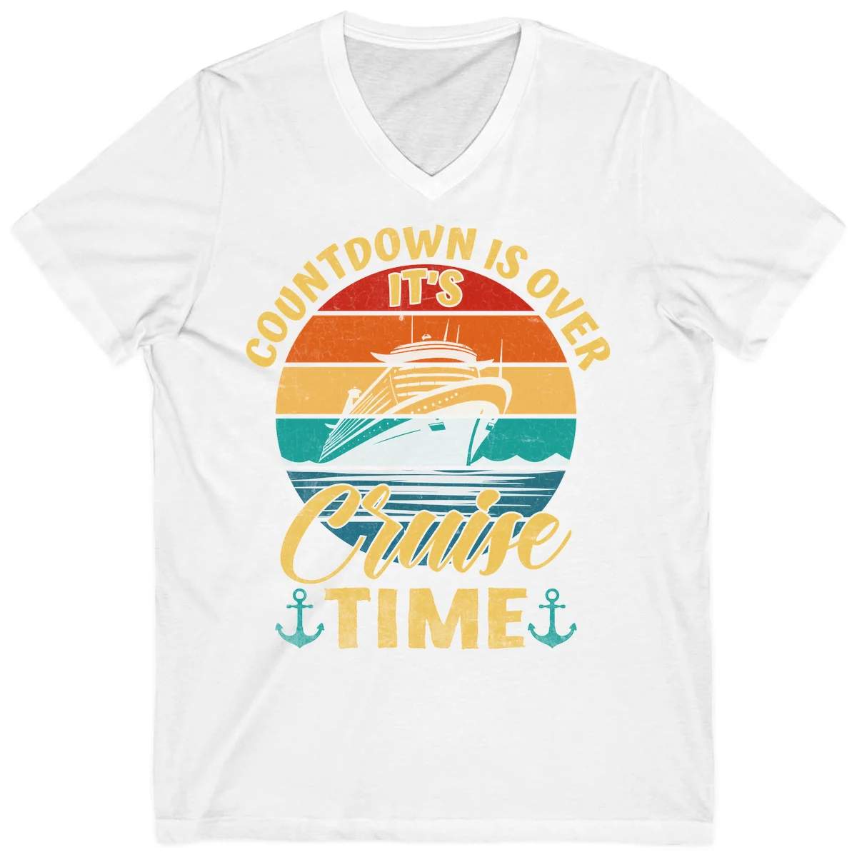 Countdown Is Over It's Cruise Time V-Neck in White