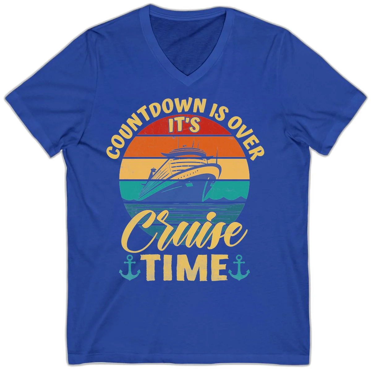Countdown Is Over It's Cruise Time V-Neck in True Royal