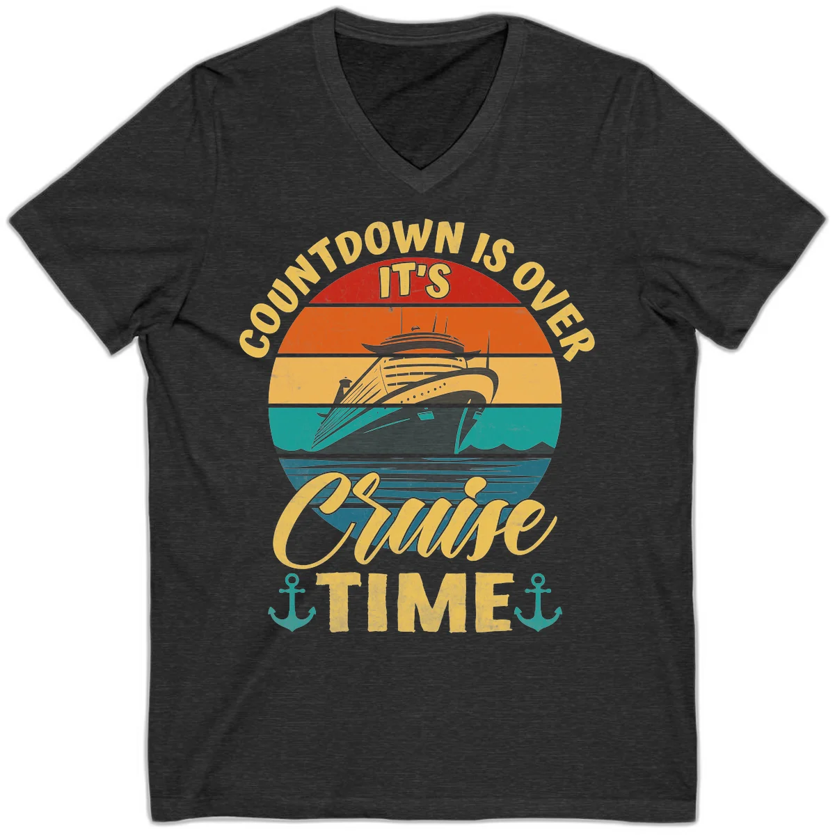 Countdown Is Over It's Cruise Time V-Neck in Dark Grey Heather