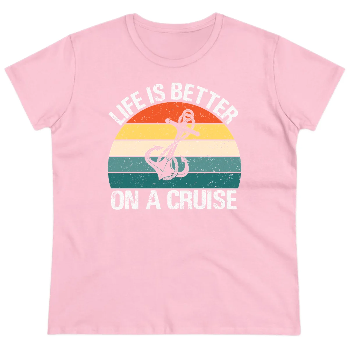 Life Is Better On A Cruise Ladies Tee in Light Pink