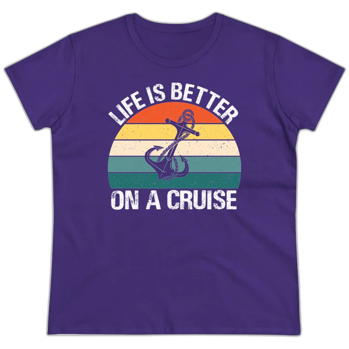 Life Is Better On A Cruise Ladies Tee in Purple