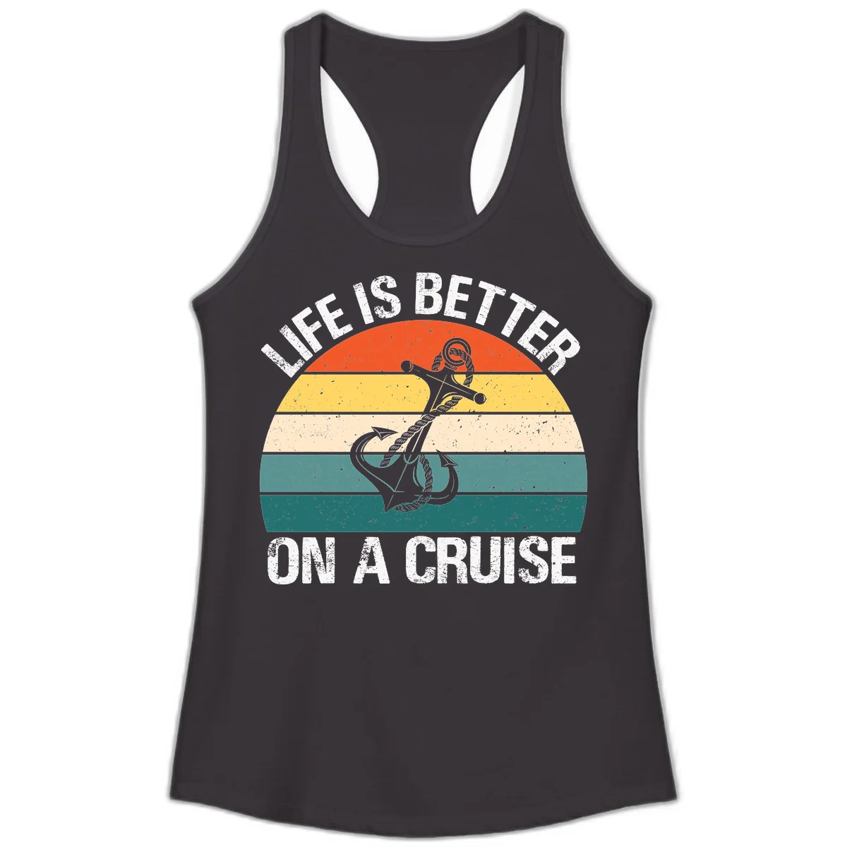 Life Is Better On A Cruise Ladies Tank in Black