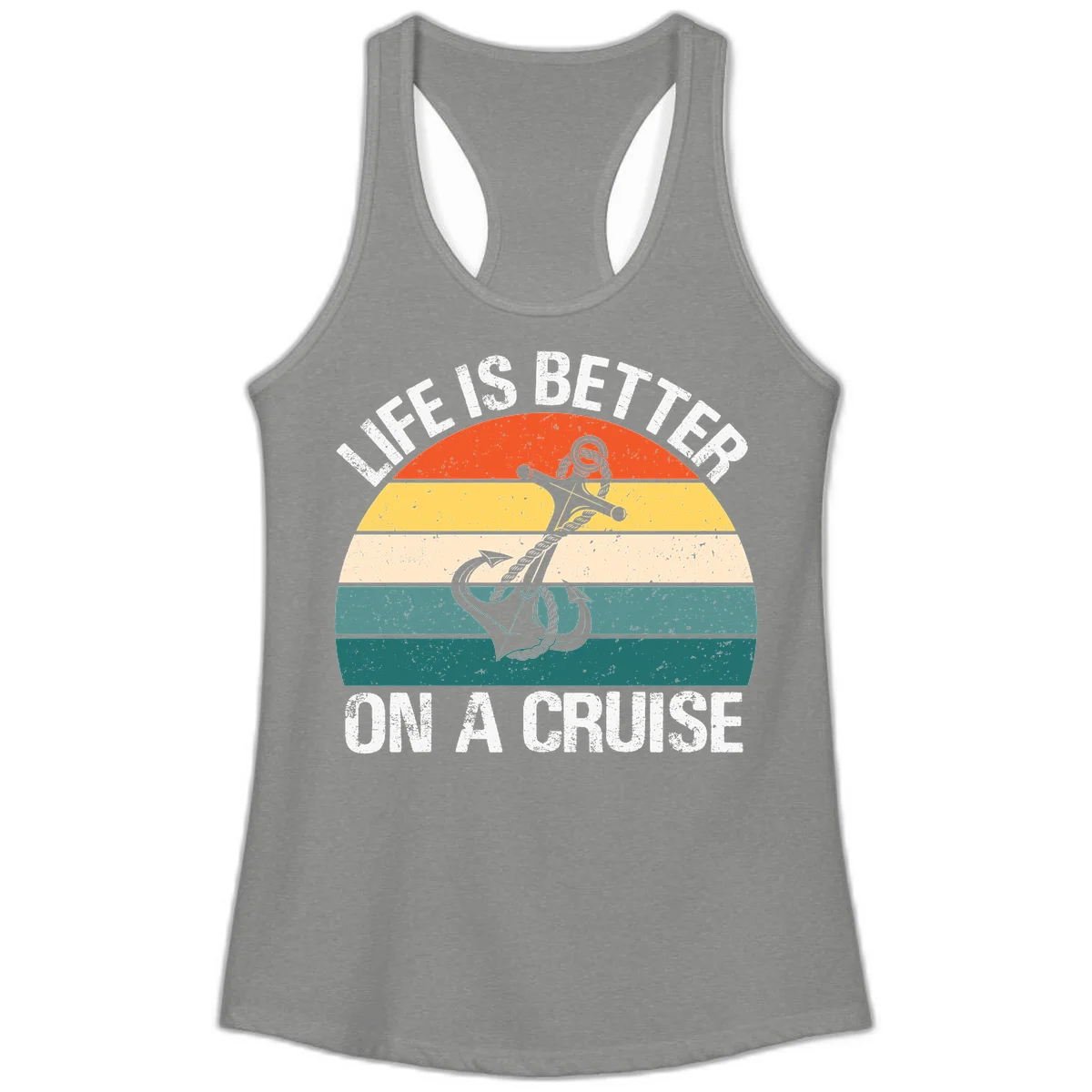 Life Is Better On A Cruise Ladies Tank in Heather Grey