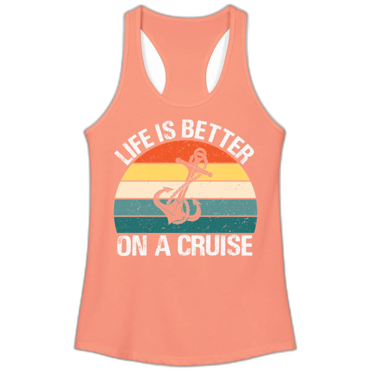Life Is Better On A Cruise Ladies Tank in Solid Light Orange