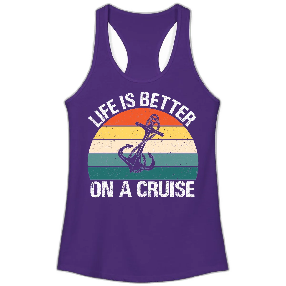 Life Is Better On A Cruise Ladies Tank in Solid Purple Rush