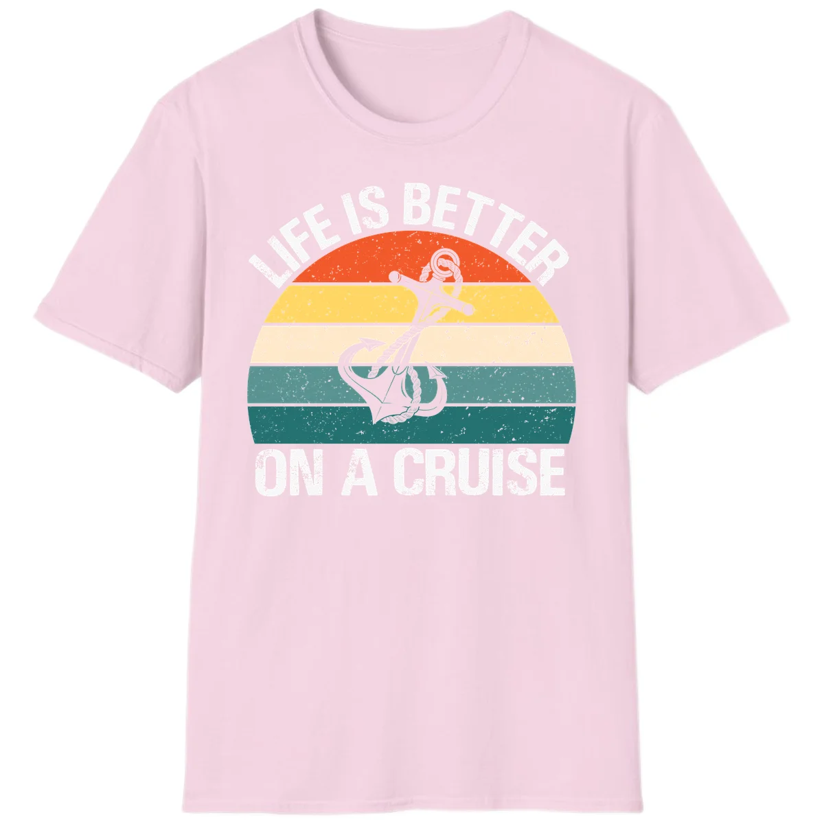 Life Is Better On A Cruise T-Shirt in Light Pink