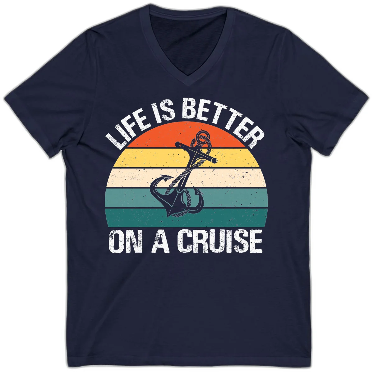 Life Is Better On A Cruise V-Neck in Navy