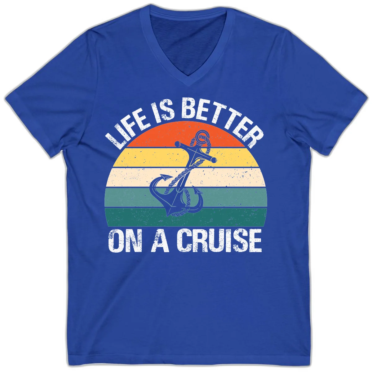 Life Is Better On A Cruise V-Neck in True Royal