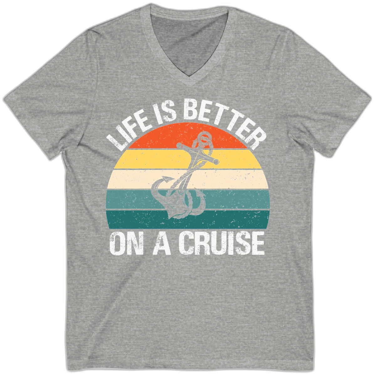 Life Is Better On A Cruise V-Neck in Athletic Heather