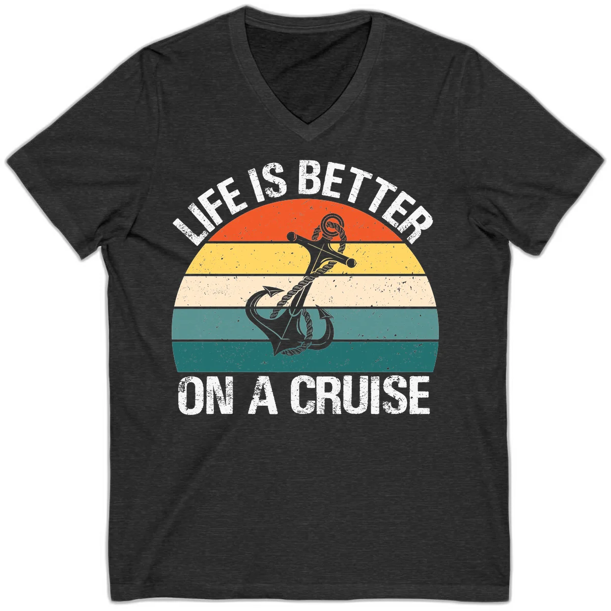Life Is Better On A Cruise V-Neck in Dark Grey Heather