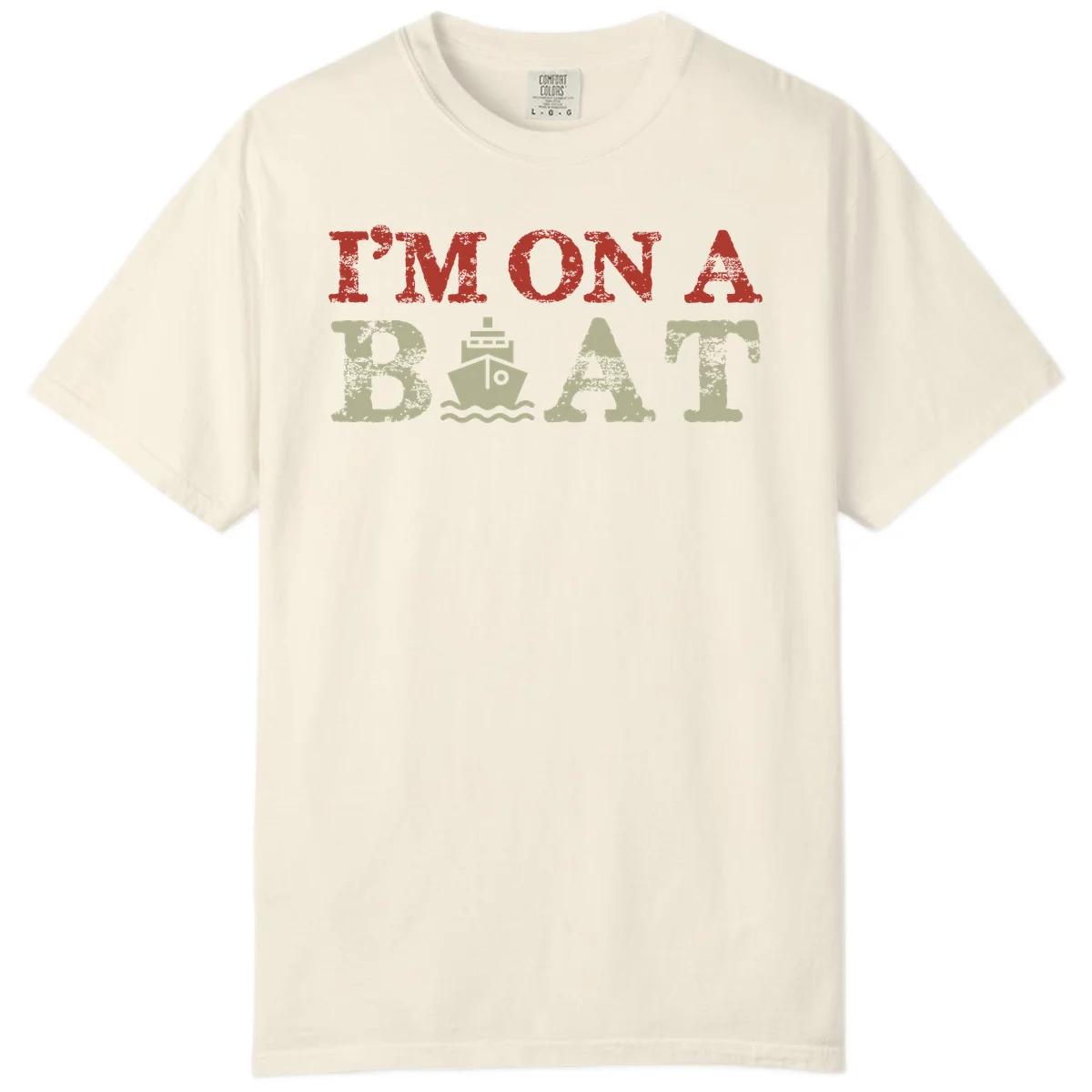 I'm On A Boat Cruise Comfort Color Tee in Ivory