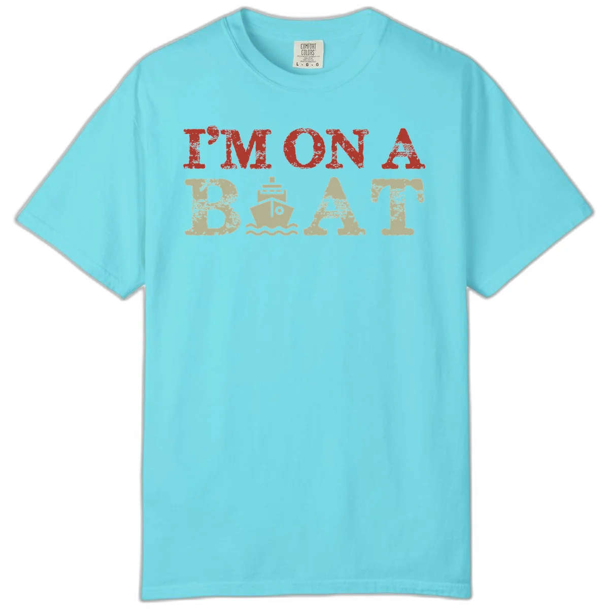 I'm On A Boat Cruise Comfort Color Tee in Lagoon Blue