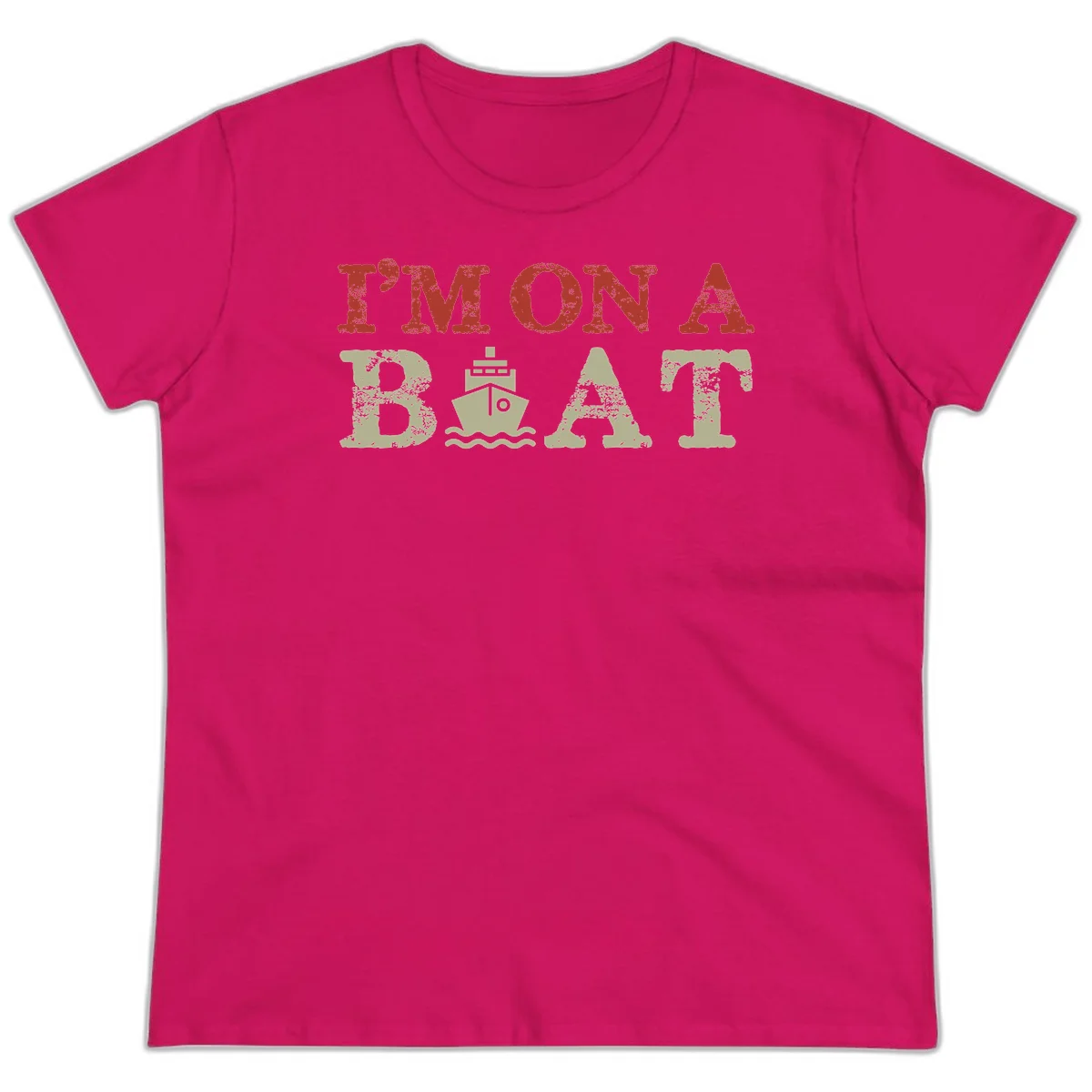 I'm On A Boat Cruise Ladies Tee in Heliconia