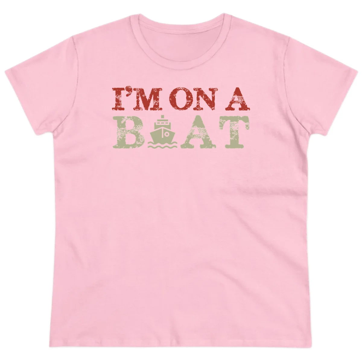 I'm On A Boat Cruise Ladies Tee in Light Pink
