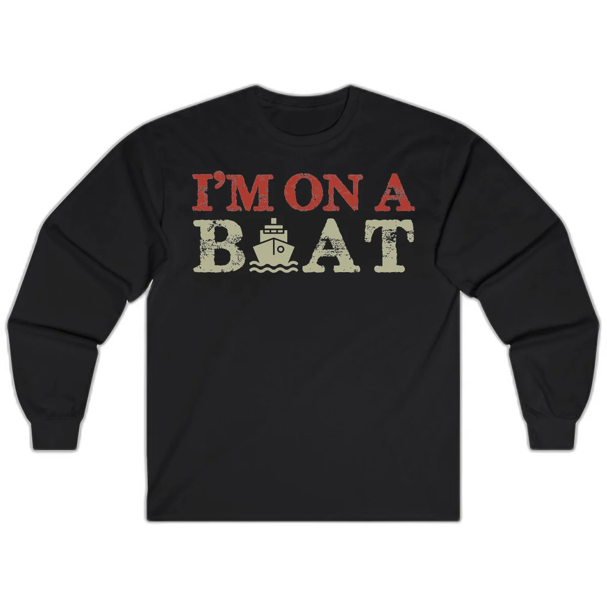 I'm On A Boat Cruise Long Sleeve Tee in Black