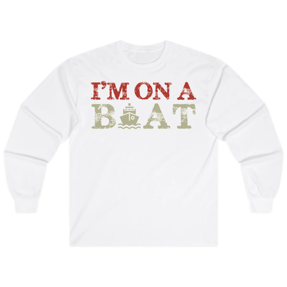 I'm On A Boat Cruise Long Sleeve Tee in White