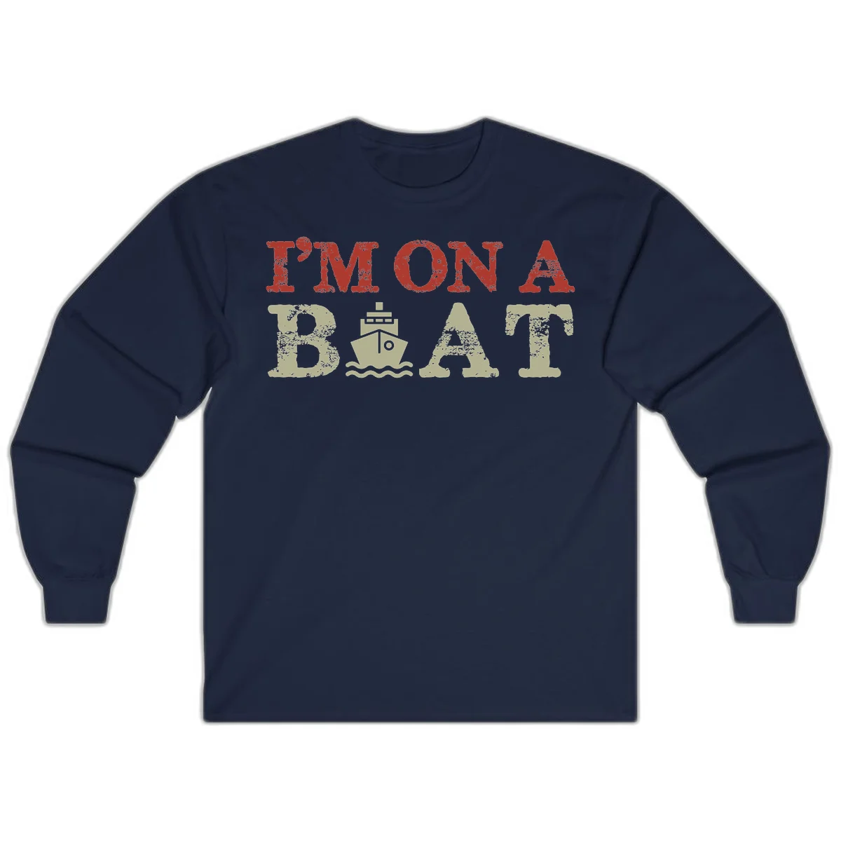 I'm On A Boat Cruise Long Sleeve Tee in Navy