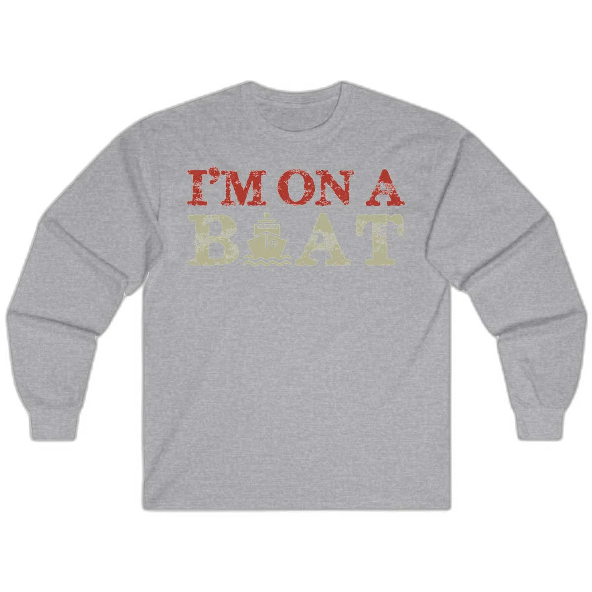 I'm On A Boat Cruise Long Sleeve Tee in Sport Grey
